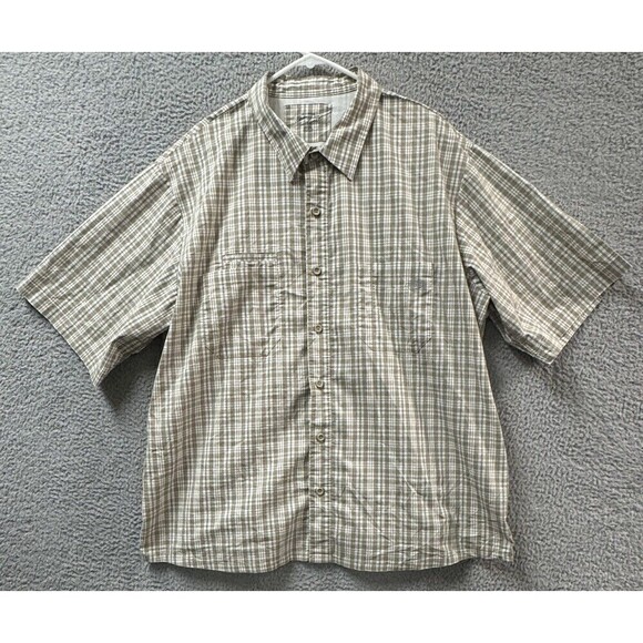 Dickies Shirt Mens 3XL Beige Plaid Short Sleeve Temp-iQ Performance Work - Picture 1 of 14